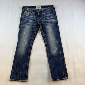 Big Star Liv Bootcut Jeans Womens 29 Dark Wash Distressed Stretch Blue Denim